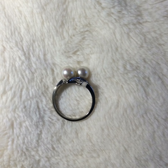Pearl Bypass Ring 10K White Gold Vintage 1977 - Picture 5 of 7